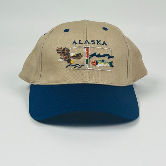 Alaska Wildlife Hat Embroidered Bald Eagle Bear Fish Adjustable Souvenir Cap - Picture 1 of 6